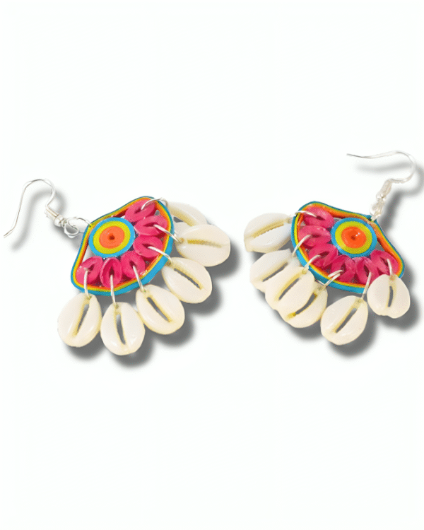 Brishti — Rainbow Cowrie Shell Danglers - Image 2