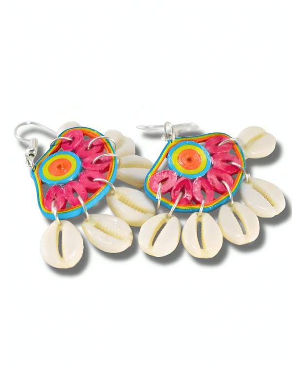 Brishti — Rainbow Cowrie Shell Danglers - Image 3