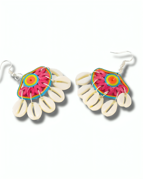 Brishti — Rainbow Cowrie Shell Danglers - Image 4