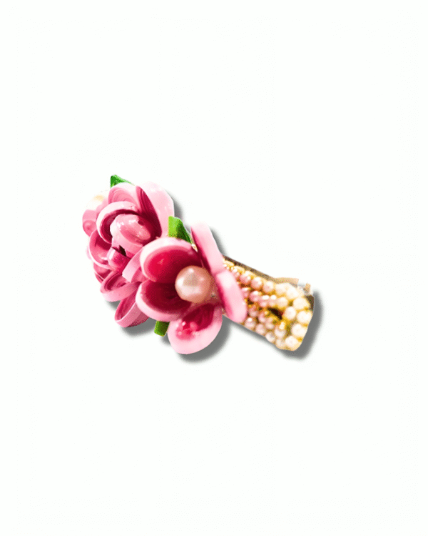 Rosy Bloom Pearl Hair Clip - Image 3