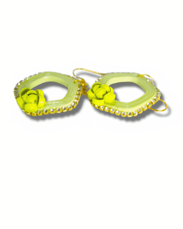 Shrishti — Light Green Floral Hoop Earrings - Image 4