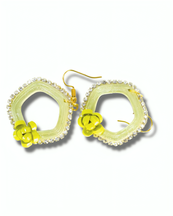 Shrishti — Light Green Floral Hoop Earrings - Image 2