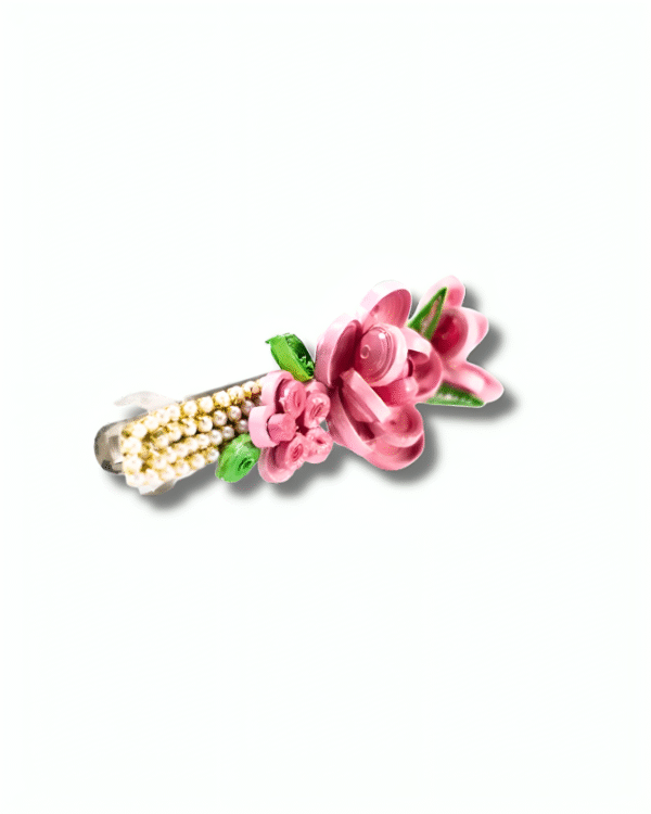Rosy Bloom Pearl Hair Clip - Image 2