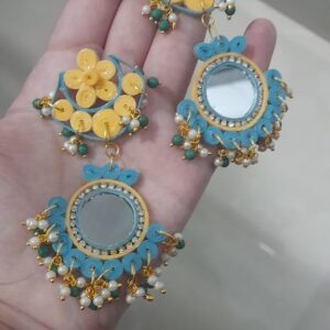 Mayurakshi — Blue & Yellow Mirror Dangler