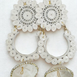 UTKARSHA LAYERED WHITE QUILLED EARINGS