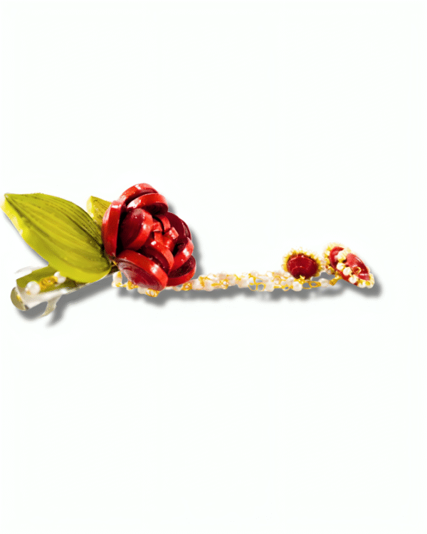Regal Rose Hair Clip with Chain Danglers - Image 2