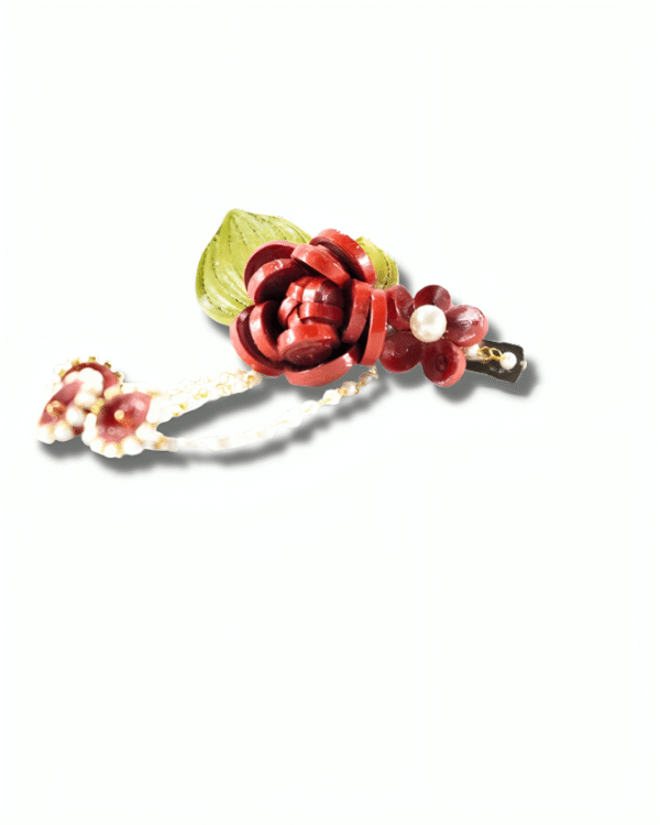 Regal Rose Hair Clip with Chain Danglers - Image 3