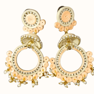 peach pearl hoop danglers