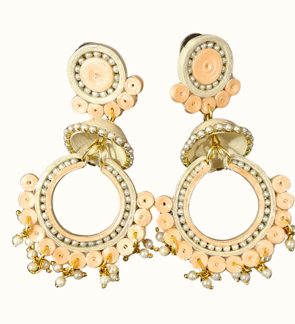 peach pearl hoop danglers