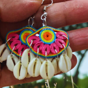 Brishti — Rainbow Cowrie Shell Danglers