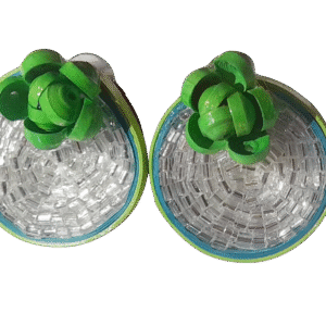 Green bloomed quilled studs earrings