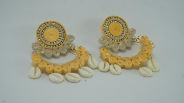 Urvi — Yellow & Off-White Shell Hoop Earrings - Image 3