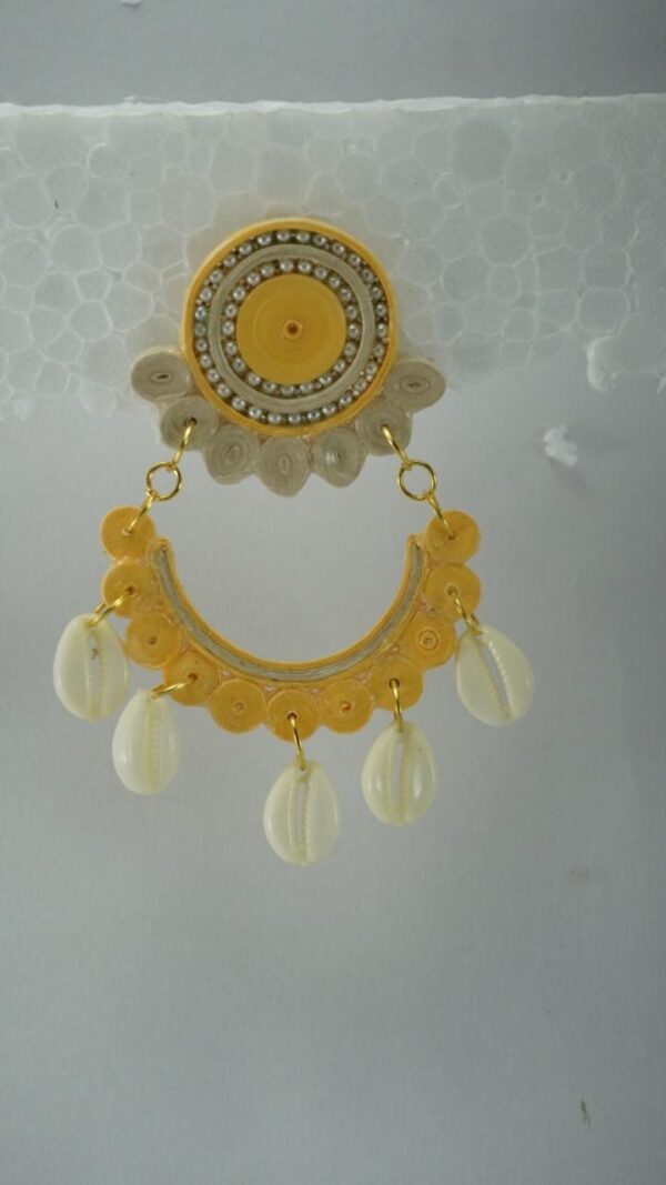 Urvi — Yellow & Off-White Shell Hoop Earrings - Image 2