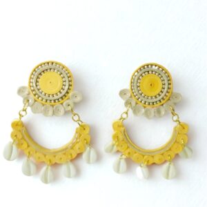 Urvi — Yellow & Off-White Shell Hoop Earrings