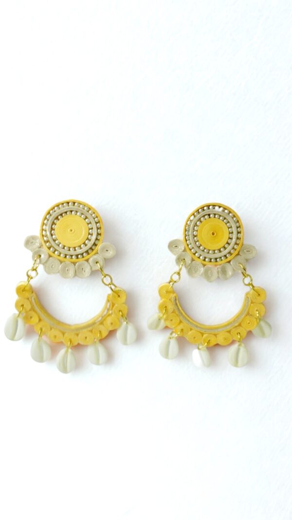 Urvi — Yellow & Off-White Shell Hoop Earrings